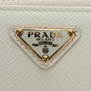PRADA Chain Shoulder Mini Bag Safiano leather White Gold Auth 190429M-23