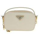 PRADA Chain Shoulder Mini Bag Safiano leather White Gold Auth 190429M-13