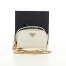 PRADA Chain Shoulder Mini Bag Safiano leather White Gold Auth 190429M-12