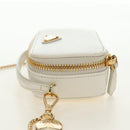 PRADA Chain Shoulder Mini Bag Safiano leather White Gold Auth 190429M-3