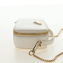 PRADA Chain Shoulder Mini Bag Safiano leather White Gold Auth 190429M-4