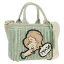 PRADA Hand Bag Rattan 2way Green Gold Auth 190430SAM-1