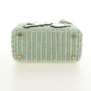 PRADA Hand Bag Rattan 2way Green Gold Auth 190430SAM-13