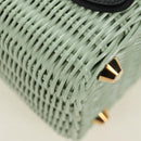 PRADA Hand Bag Rattan 2way Green Gold Auth 190430SAM-14