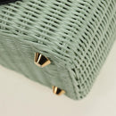 PRADA Hand Bag Rattan 2way Green Gold Auth 190430SAM-15