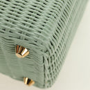 PRADA Hand Bag Rattan 2way Green Gold Auth 190430SAM-17