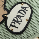 PRADA Hand Bag Rattan 2way Green Gold Auth 190430SAM-19
