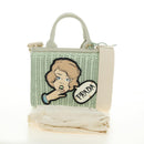 PRADA Hand Bag Rattan 2way Green Gold Auth 190430SAM-33