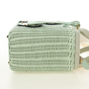 PRADA Hand Bag Rattan 2way Green Gold Auth 190430SAM-5