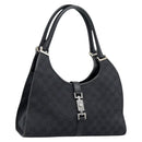 GUCCI GG Canvas Jackie Hand Bag Black Silver 002 1067 Auth 190433A-1