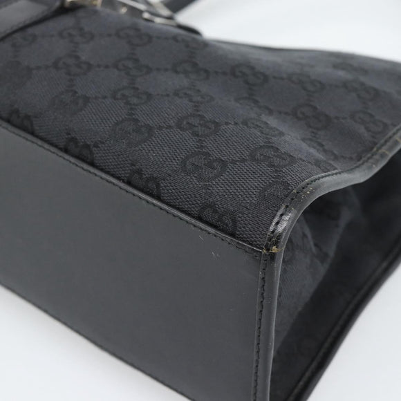 GUCCI GG Canvas Jackie Hand Bag Black Silver 002 1067 Auth 190433A