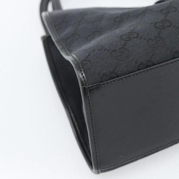 GUCCI GG Canvas Jackie Hand Bag Black Silver 002 1067 Auth 190433A