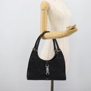 GUCCI GG Canvas Jackie Hand Bag Black Silver 002 1067 Auth 190433A-22