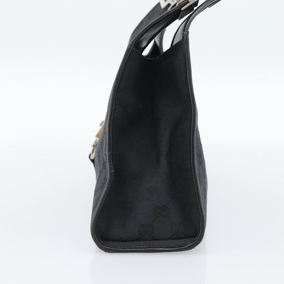 GUCCI GG Canvas Jackie Hand Bag Black Silver 002 1067 Auth 190433A