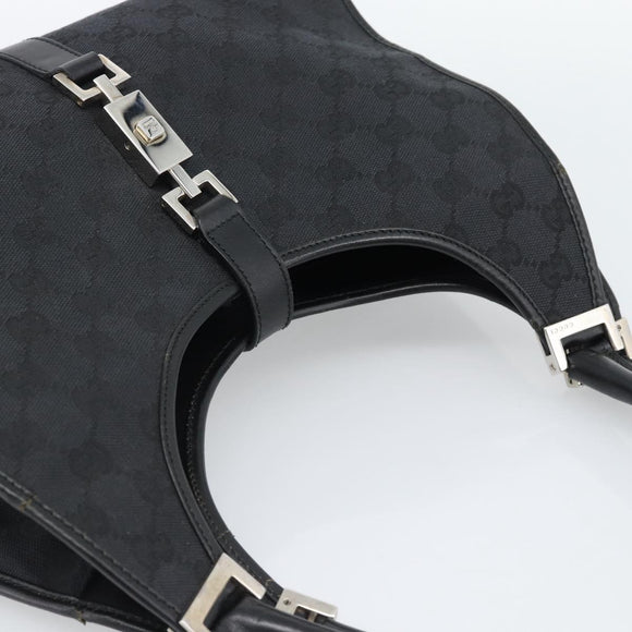 GUCCI GG Canvas Jackie Hand Bag Black Silver 002 1067 Auth 190433A