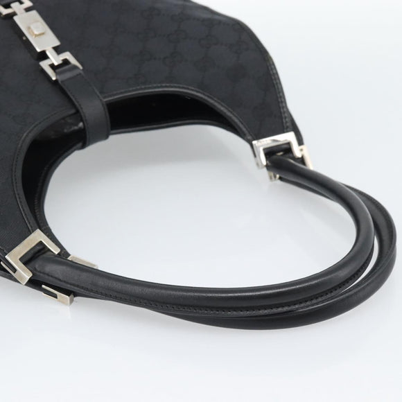 GUCCI GG Canvas Jackie Hand Bag Black Silver 002 1067 Auth 190433A