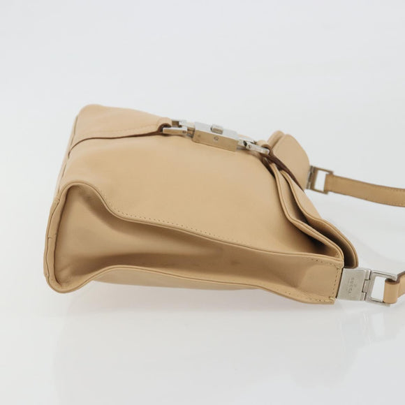 GUCCI Jackie Shoulder Bag Leather Beige Silver 001 3734 Auth 190435V