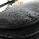 BOTTEGA VENETA Chain Shoulder Bag Leather 2way Black Gold Auth 190448V-17