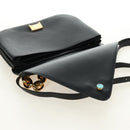 BOTTEGA VENETA Chain Shoulder Bag Leather 2way Black Gold Auth 190448V-10