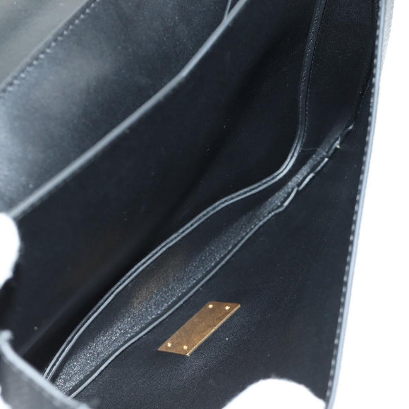 BOTTEGA VENETA Chain Shoulder Bag Leather 2way Black Gold Auth 190448V
