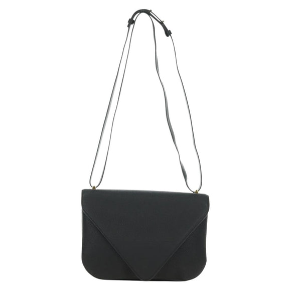 BOTTEGA VENETA Chain Shoulder Bag Leather 2way Black Gold Auth 190448V
