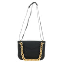 BOTTEGA VENETA Chain Shoulder Bag Leather 2way Black Gold Auth 190448V-2