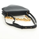 BOTTEGA VENETA Chain Shoulder Bag Leather 2way Black Gold Auth 190448V-9
