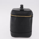 CHANEL Vanity Hand Bag Caviar Skin Black Gold CC Auth 190449V-4