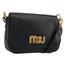 Miu Miu Shoulder Bag Leather Black Gold Auth 190450M-1
