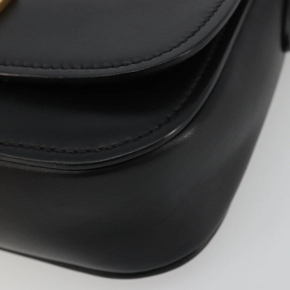 Miu Miu Shoulder Bag Leather Black Gold Auth 190450M