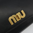 Miu Miu Shoulder Bag Leather Black Gold Auth 190450M-15