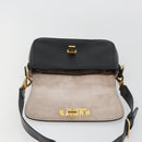 Miu Miu Shoulder Bag Leather Black Gold Auth 190450M-16