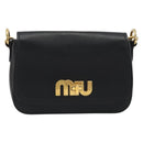 Miu Miu Shoulder Bag Leather Black Gold Auth 190450M-2