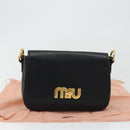 Miu Miu Shoulder Bag Leather Black Gold Auth 190450M-25