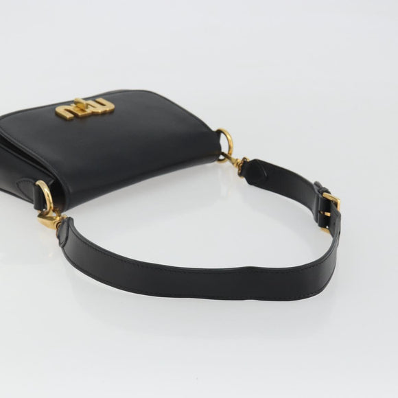 Miu Miu Shoulder Bag Leather Black Gold Auth 190450M