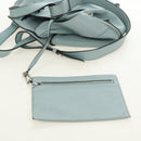 LOEWE Hammock Hand Bag Leather 2way Light Blue Silver Auth 190453A-21