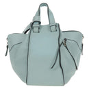 LOEWE Hammock Hand Bag Leather 2way Light Blue Silver Auth 190453A-13