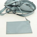 LOEWE Hammock Hand Bag Leather 2way Light Blue Silver Auth 190453A-22