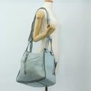 LOEWE Hammock Hand Bag Leather 2way Light Blue Silver Auth 190453A-28