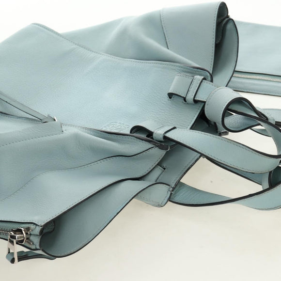 LOEWE Hammock Hand Bag Leather 2way Light Blue Silver Auth 190453A