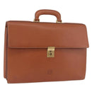 LOEWE Briefcase Leather Brown Gold Auth 190454-1