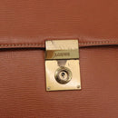 LOEWE Briefcase Leather Brown Gold Auth 190454-18