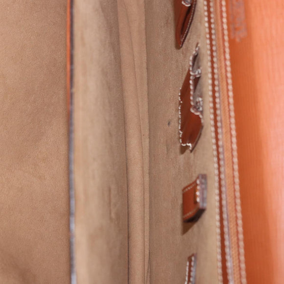 LOEWE Briefcase Leather Brown Gold Auth 190454