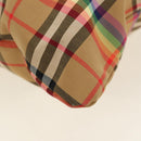 BURBERRY Nova Check Tote Bag Canvas Beige Silver Auth 190455M-15