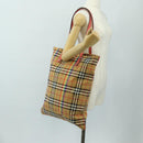 BURBERRY Nova Check Tote Bag Canvas Beige Silver Auth 190455M-21