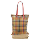 BURBERRY Nova Check Tote Bag Canvas Beige Silver Auth 190455M-12
