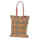 BURBERRY Nova Check Tote Bag Canvas Beige Silver Auth 190455M-13