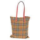 BURBERRY Nova Check Tote Bag Canvas Beige Silver Auth 190455M-2