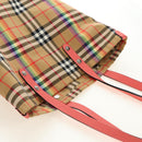 BURBERRY Nova Check Tote Bag Canvas Beige Silver Auth 190455M-6