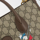 GUCCI GG Supreme Donald duck Hand Bag PVC 2way Beige Gold 648134 Auth 190456M-16